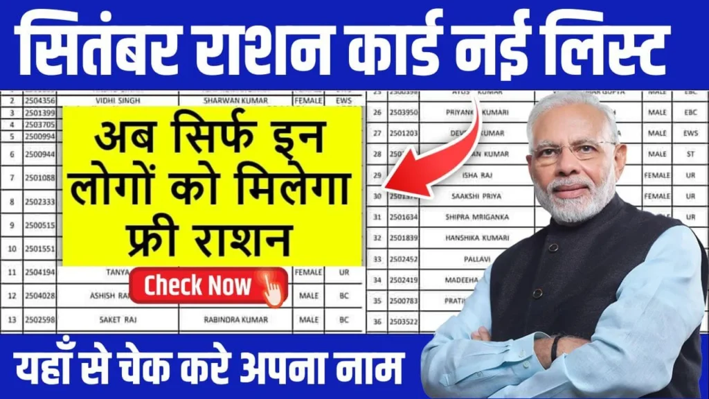 September Ration Card List : सितंबर माह की नई राशन कार्ड लिस्ट जारी, यहां से चेक करें लिस्ट में अपना नाम